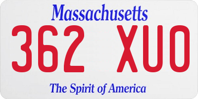 MA license plate 362XU0