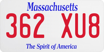MA license plate 362XU8