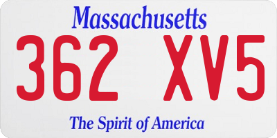MA license plate 362XV5