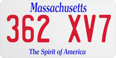 MA license plate 362XV7