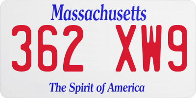 MA license plate 362XW9
