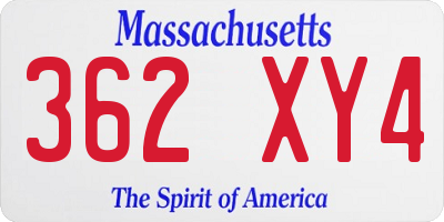 MA license plate 362XY4