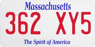 MA license plate 362XY5