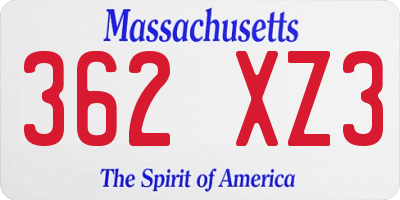 MA license plate 362XZ3