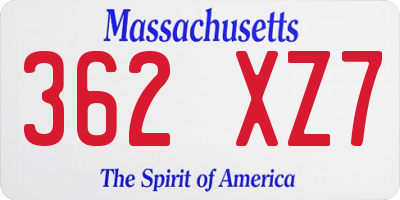 MA license plate 362XZ7