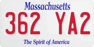 MA license plate 362YA2