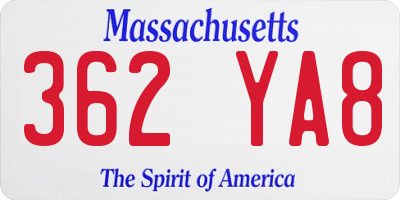 MA license plate 362YA8