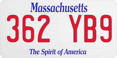 MA license plate 362YB9