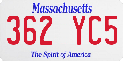 MA license plate 362YC5