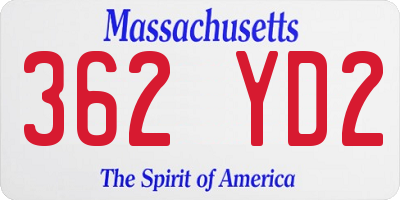 MA license plate 362YD2