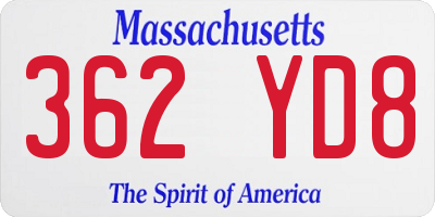 MA license plate 362YD8