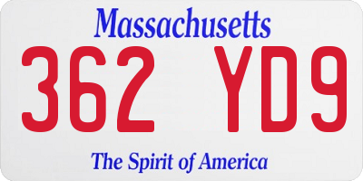 MA license plate 362YD9