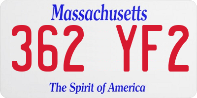 MA license plate 362YF2