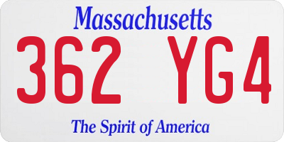 MA license plate 362YG4