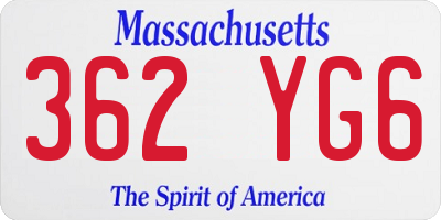 MA license plate 362YG6