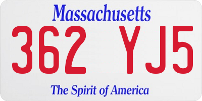 MA license plate 362YJ5
