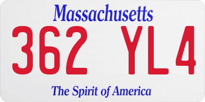 MA license plate 362YL4