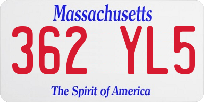 MA license plate 362YL5
