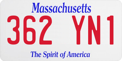 MA license plate 362YN1