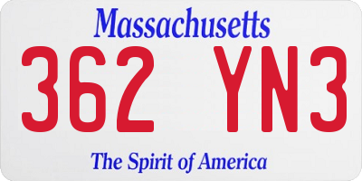 MA license plate 362YN3