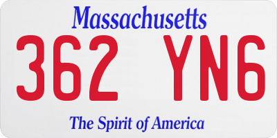 MA license plate 362YN6