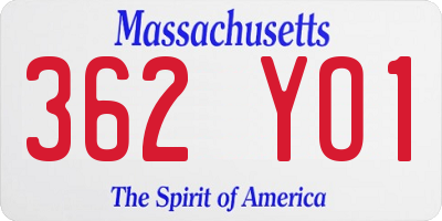 MA license plate 362YO1