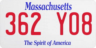 MA license plate 362YO8