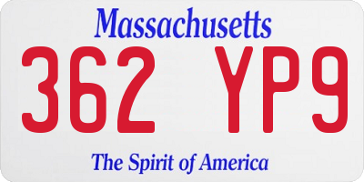 MA license plate 362YP9