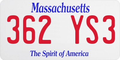 MA license plate 362YS3