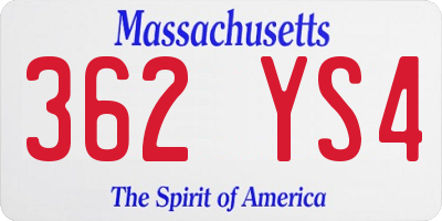 MA license plate 362YS4