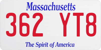 MA license plate 362YT8