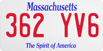 MA license plate 362YV6