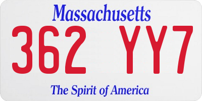 MA license plate 362YY7