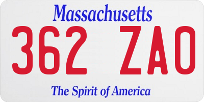MA license plate 362ZA0