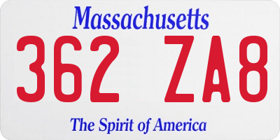 MA license plate 362ZA8