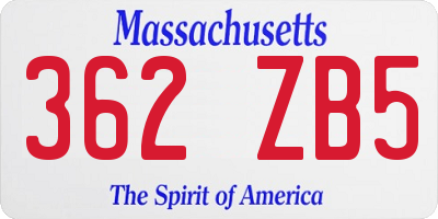 MA license plate 362ZB5