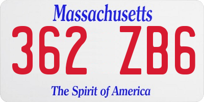 MA license plate 362ZB6
