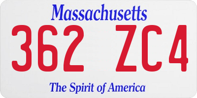 MA license plate 362ZC4