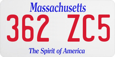 MA license plate 362ZC5
