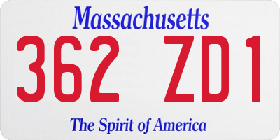 MA license plate 362ZD1