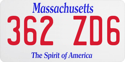 MA license plate 362ZD6