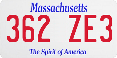 MA license plate 362ZE3