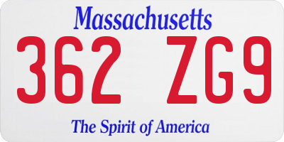 MA license plate 362ZG9