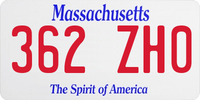MA license plate 362ZH0