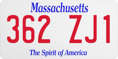MA license plate 362ZJ1