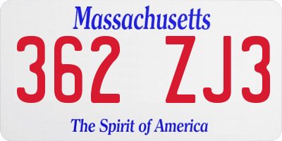 MA license plate 362ZJ3
