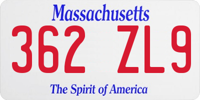 MA license plate 362ZL9