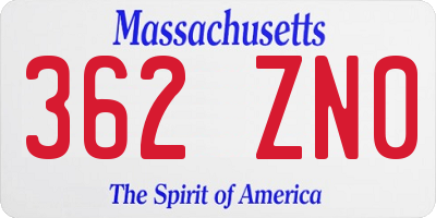 MA license plate 362ZN0