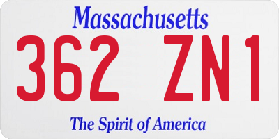 MA license plate 362ZN1