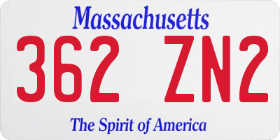 MA license plate 362ZN2